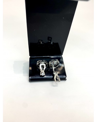 Серьги-клипсы в серебре "Round zircon", артикул 3515