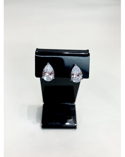 Серьги-клипсы в серебре "Drop zircon", артикул 3516