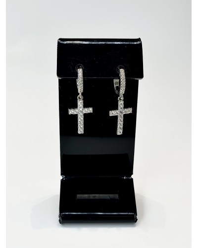 Серьги-кресты в серебре , артикул 3523