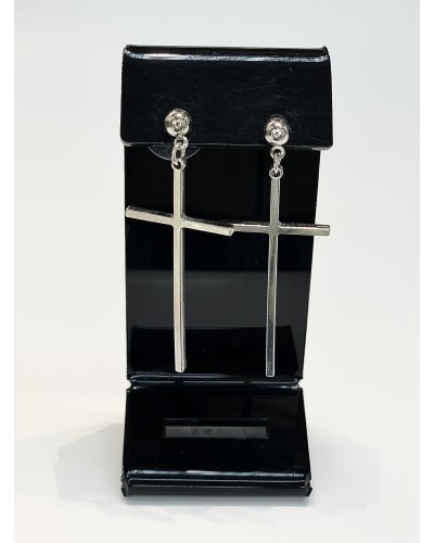 Серьги-кресты в серебре , артикул 3525