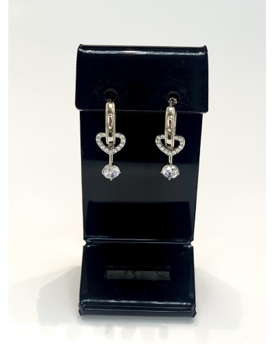 Серьги в серебре "Heart with zircon", артикул 3528