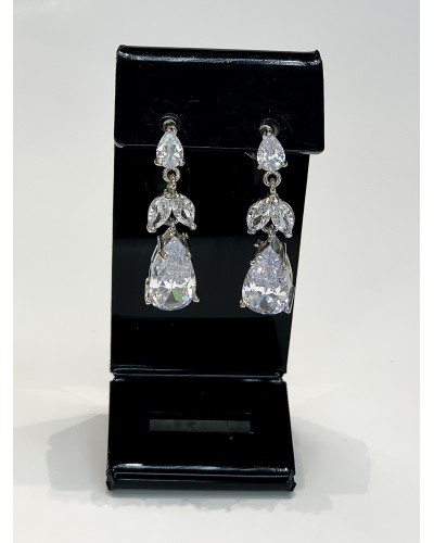 Серьги в серебре "Petals with drop", артикул 3535