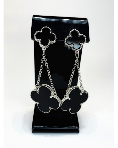 Серьги в серебре "Klever long black", артикул 3544