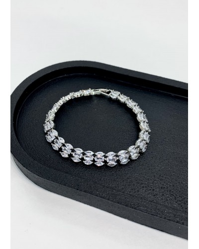 Браслет в серебре "Triple zircon", артикул 3605