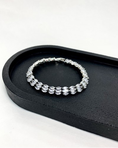 Браслет в серебре "Triple zircon", артикул 3605