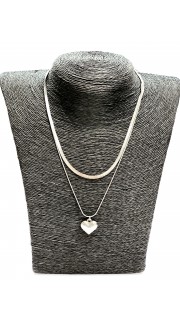 Цепь на шею двойная с сердцем , артикул 3717