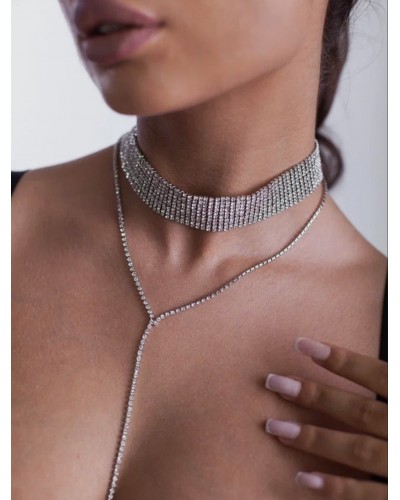 Чокер-галстук удлиненный в серебре, артикул 3732