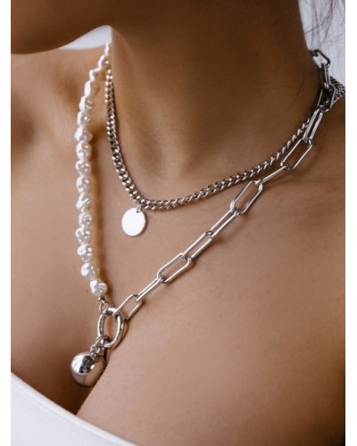 Цепь двойная с жемчугом, артикул 3736