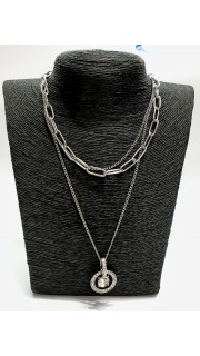 Цепь в серебре многослойная "Circle with zircons ", артикул 3793